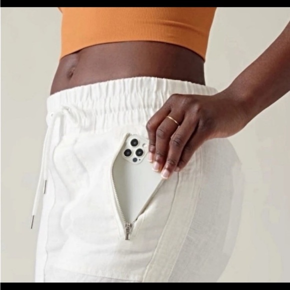 Athleta Cabo Linen Jogger Pants White 4 - Picture 4 of 16